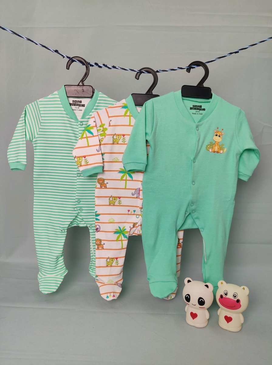 Mint Jungle Print Romper 3-Pack