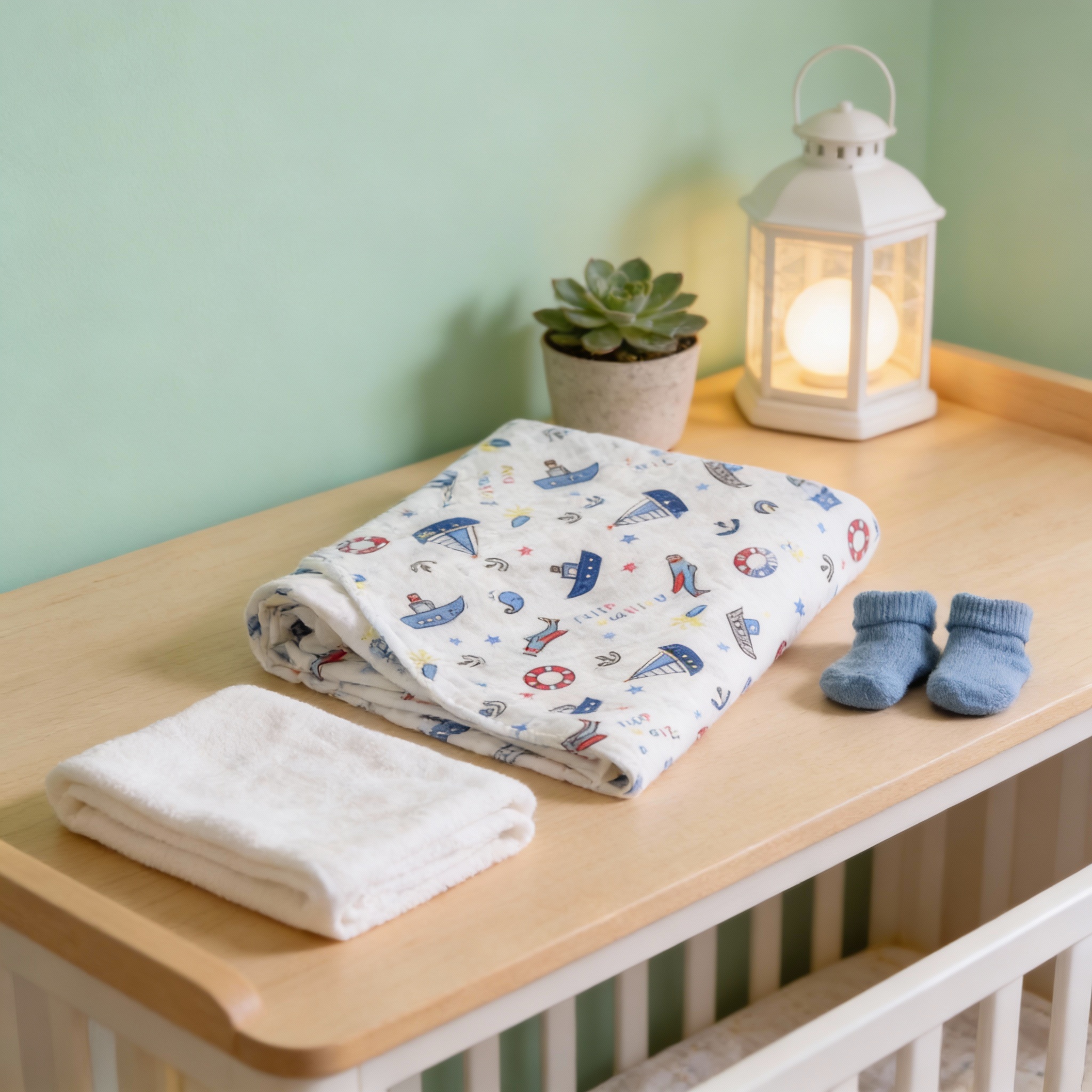 Boat Print Swaddle Set 2