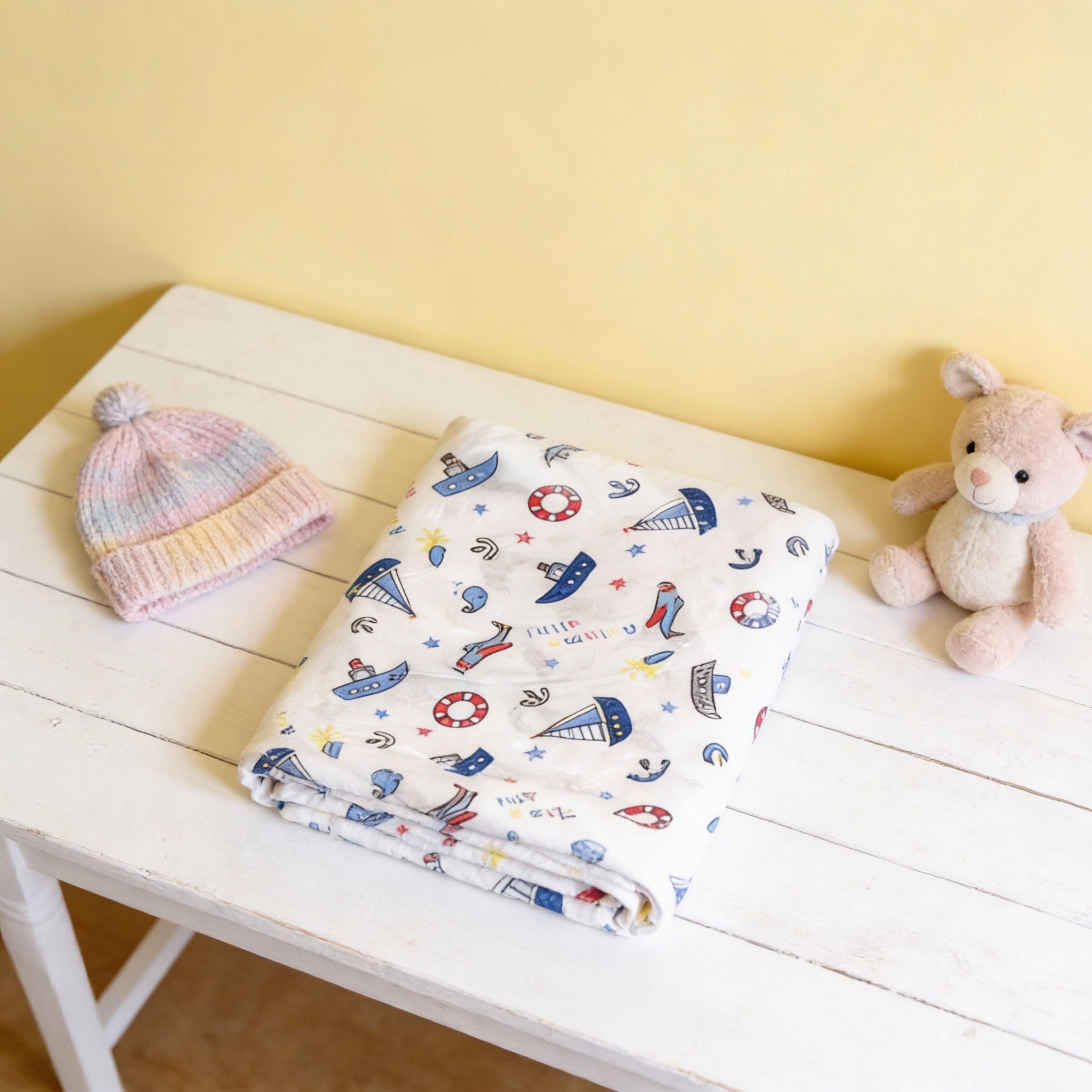 Boat Print Swaddle Set 5